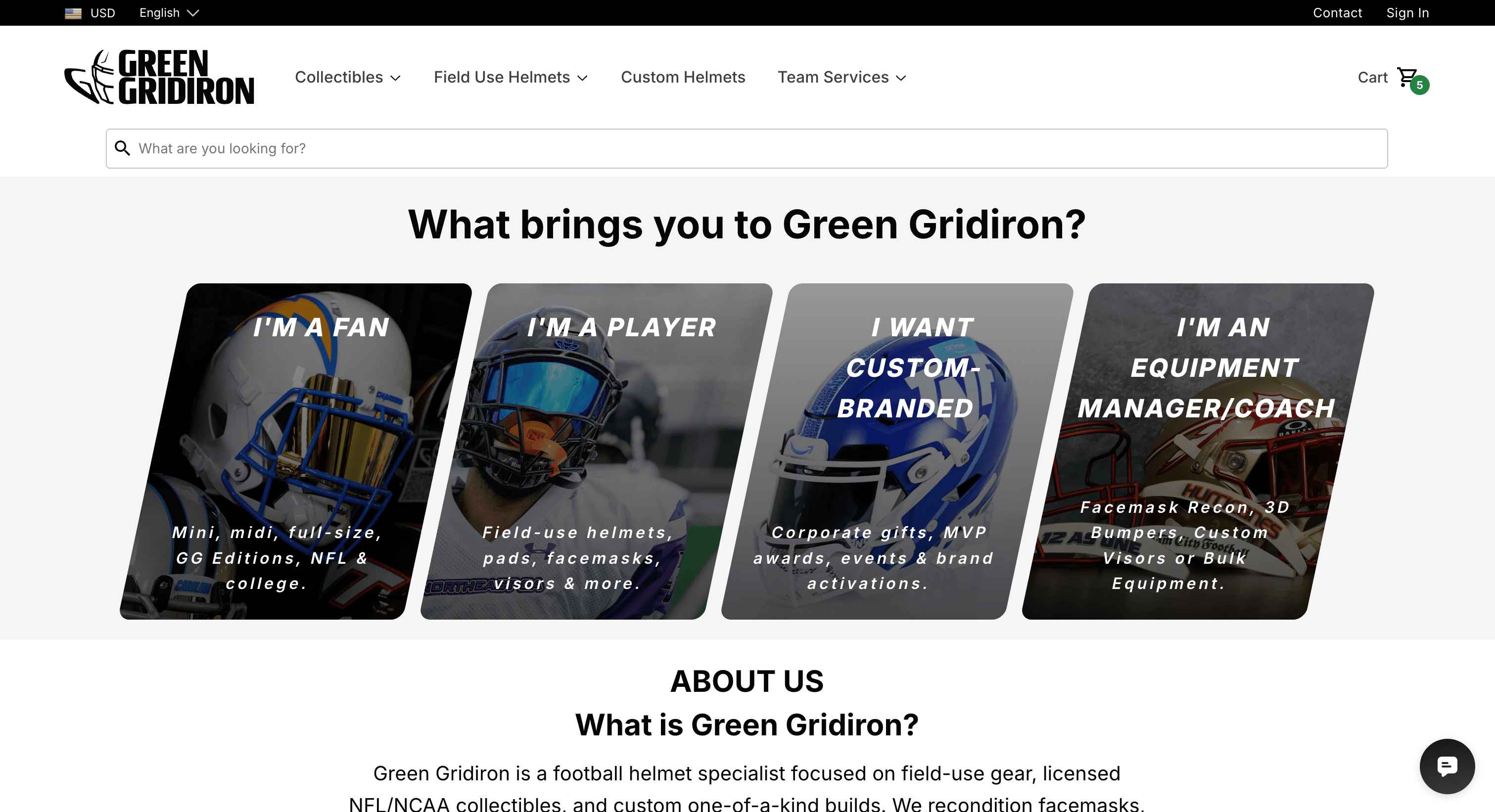 Green Gridiron — Shopify Plus store built on Custom Theme
